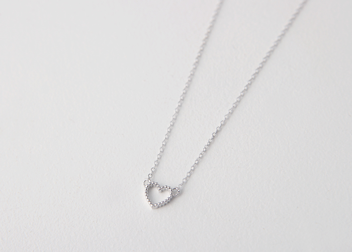 925 STERLING SILVER HEART NECKLACE WHITE GOLD OPEN HEART SHAPED ...