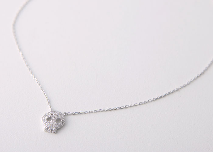 ... NECKLACE SKULL JEWELRY WHITE GOLD FILLED 925 STERLING SILVER JEWELLERY