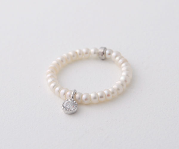 HANDCRAFTED JEWELRY FRESHWATER PEARL WITH CZ CHARM STACKABLE WEDDING
