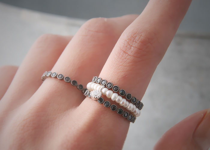 HANDCRAFTED JEWELRY FRESHWATER PEARL WITH CZ CHARM STACKABLE WEDDING