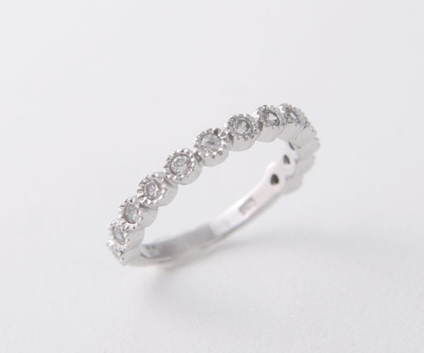 ... about STERLING SILVER CZ WHITE GOLD HALF ETERNITY BAND RING WEDDING